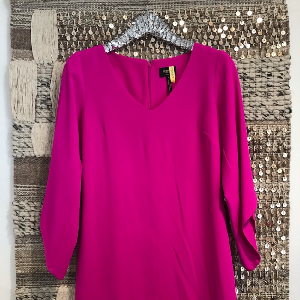 EUC Laundry by Shelli Segal hot pink swing dress 4